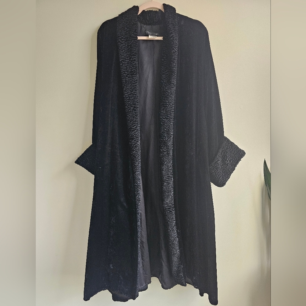 Vintage Y2K Fleece Dreams Martha's Vineyard Rayon Velvet Faux Fur Duster XL - Picture 10 of 15